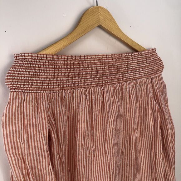 MICHAEL Kors Top XSMALL Cerise Pink White Candy Striped Off-Shoulder Designer - Picture 4 of 7